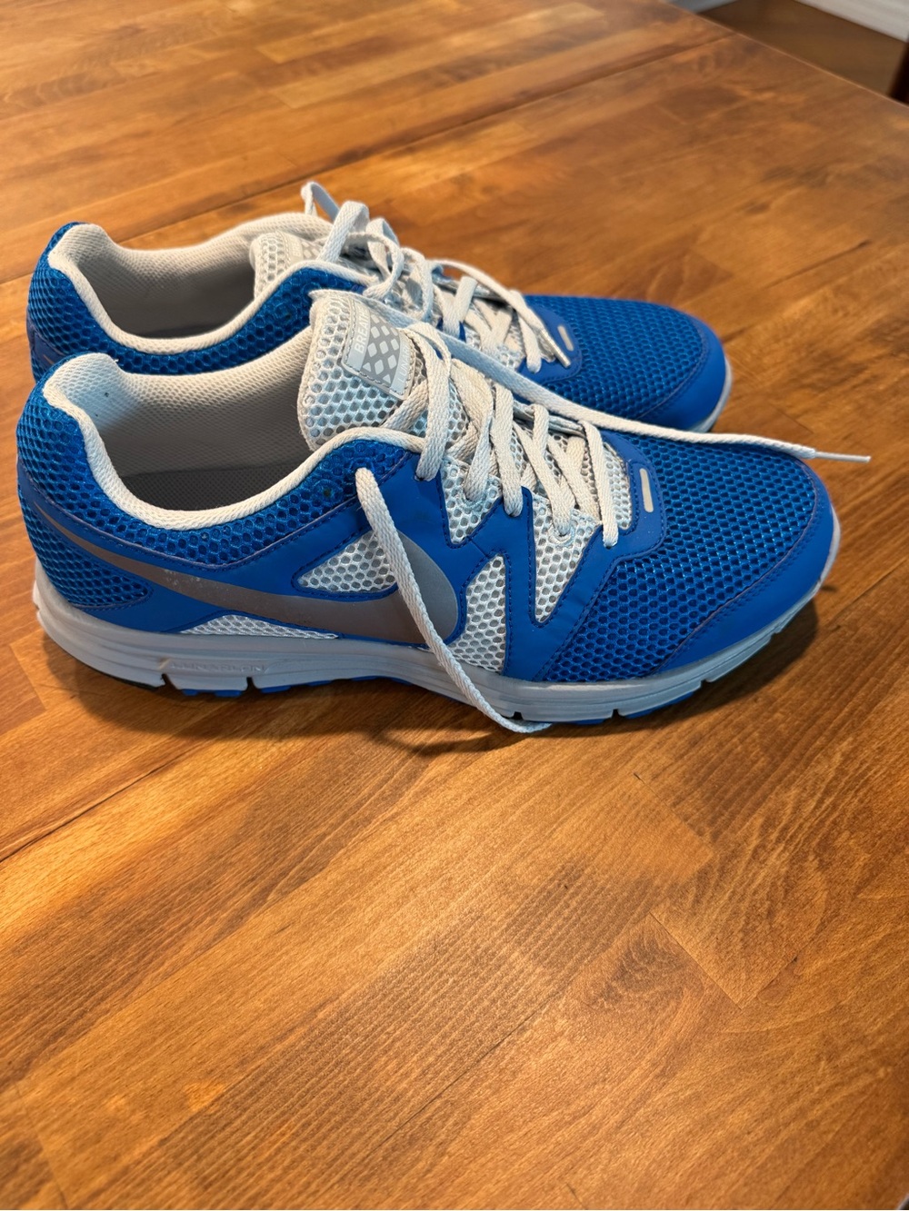 Nike Lunarlon Fitsole Sneakers Shoes Men’s Size 10 Blue White Silver Used